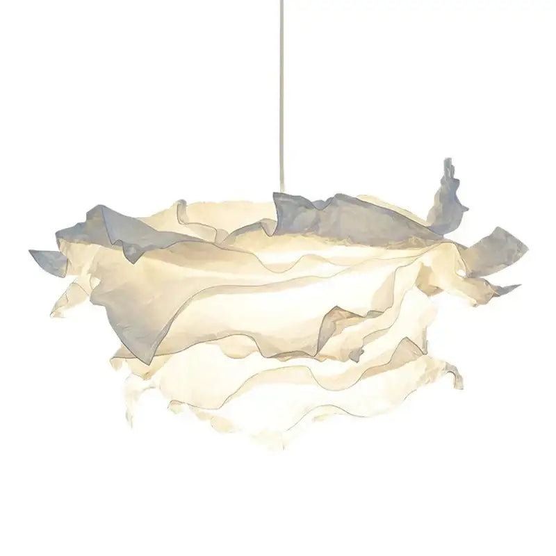 A modern beige and gray nordic paper pendant light with layered fabric design perfect for living room decorbites nordic paper