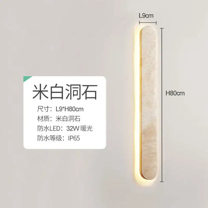 Modern beige marble courtyard led wall sconce with warm glow crafted from off-white marble for outdoor decorbites courtyard led