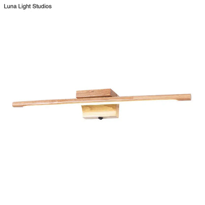 Modern beige stick shaped led vanity sconce wooden wall light with sleek horizontal design and warm-toned lighting
