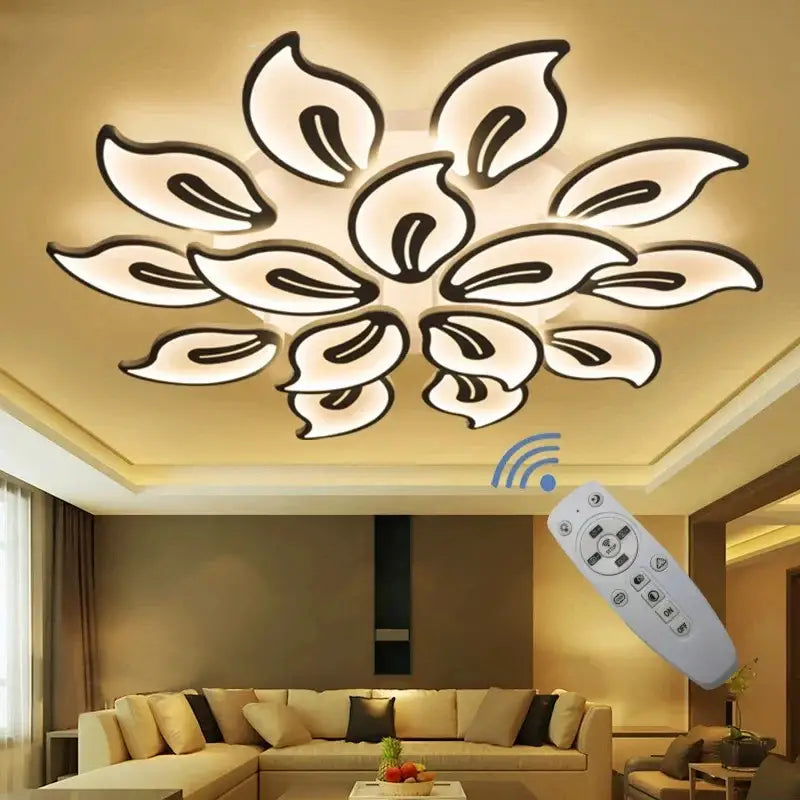 Modern beige and white flower led ceiling light with elegant black and white accents for living room ceiling light