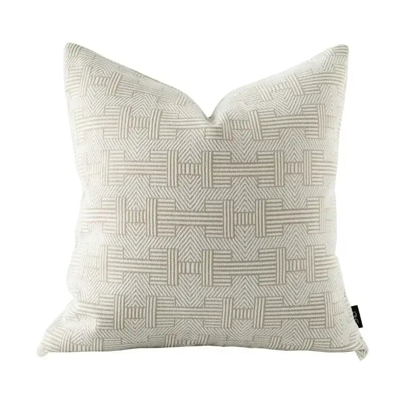 Modern beige and white jacquard cushion cover with subtle geometric weave in textured fabric for living room decorbites decor