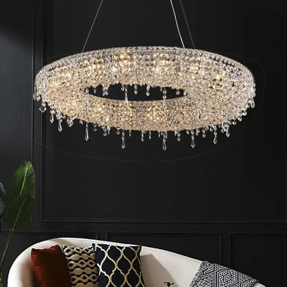 Modern bird nest crystal pendant chandelier with clear faceted crystals in circular design for elegant living room decorbites bird nest