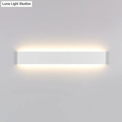 Modern black 12 inch led vanity wall sconce with minimalist white rectangular design and soft even illumination for bathroom vanity wall