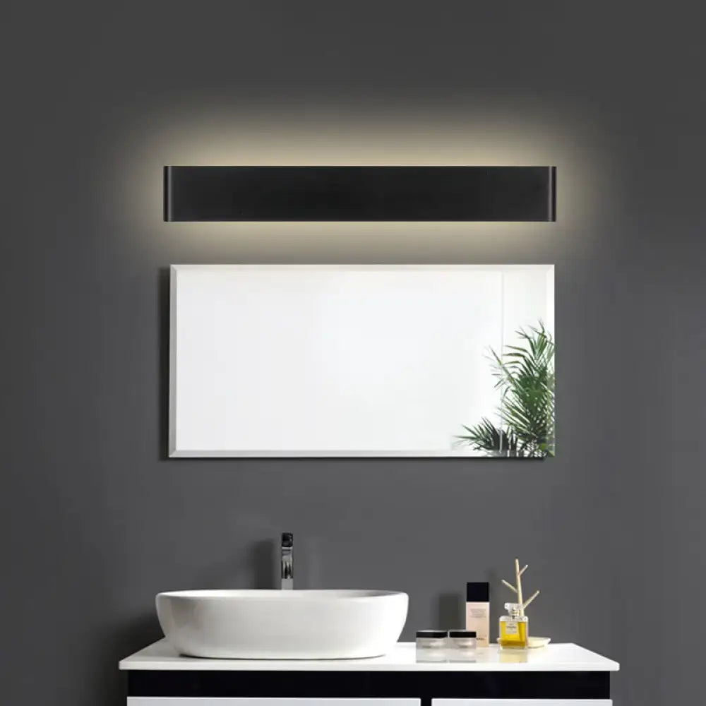 Modern black 12 inch led vanity wall sconce with a sleek minimalist rectangular design for bathroom vanity wall use