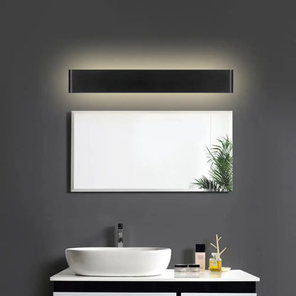Modern black 12 inch led vanity wall sconce with a sleek minimalist rectangular design for bathroom vanity wall use