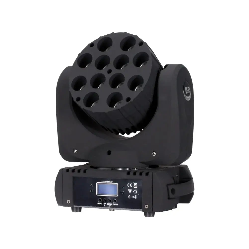 Black led moving head spotlight with 16 light emitters and lcd panel modern black 12x12w rgbw wash stage light for party room