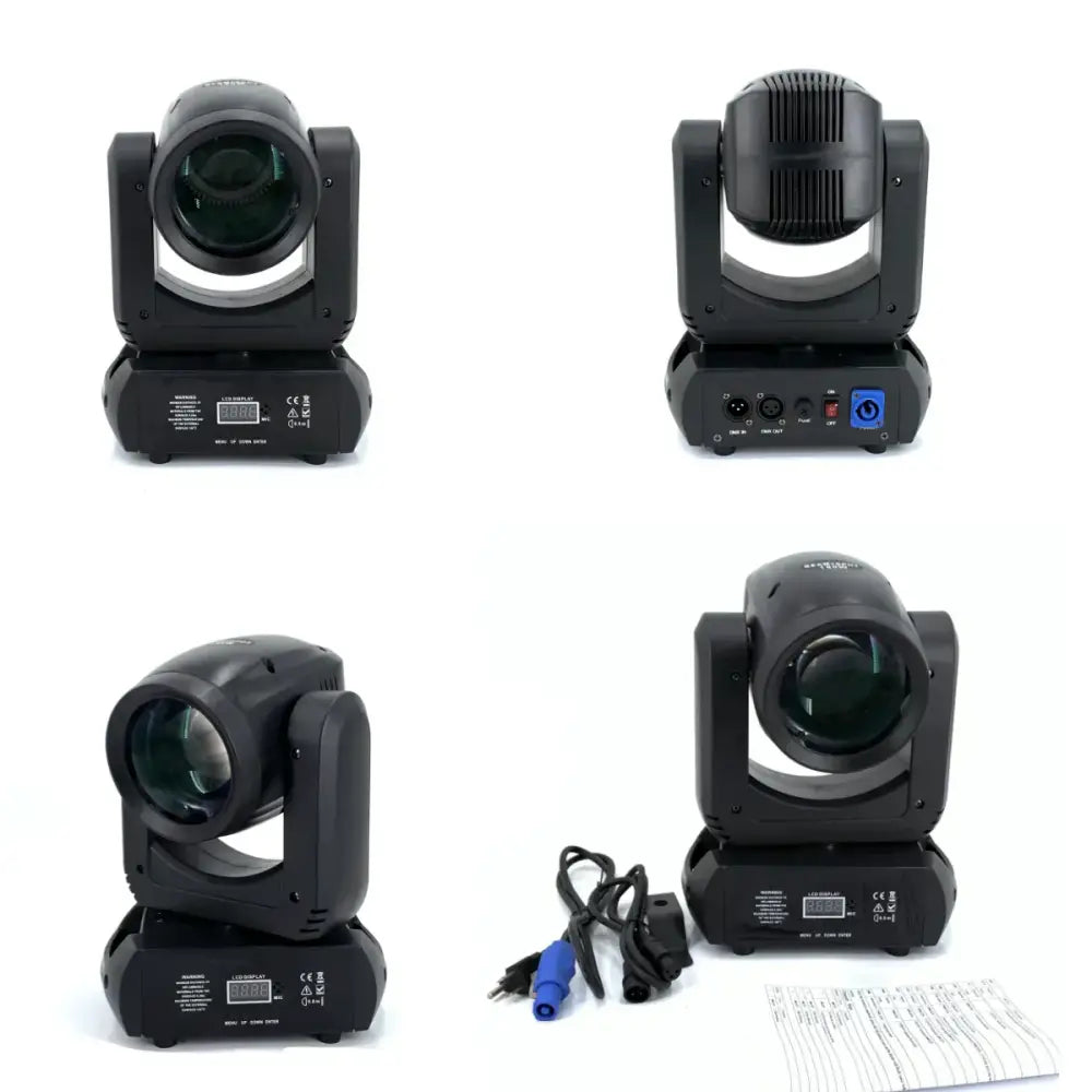 Modern black 150w led moving head light with glossy finish and adjustable lens housing for stage and living room decor
