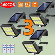 Modern black 160cob solar outdoor wall lights with motion sensor and ip67 waterproof rating for garden use