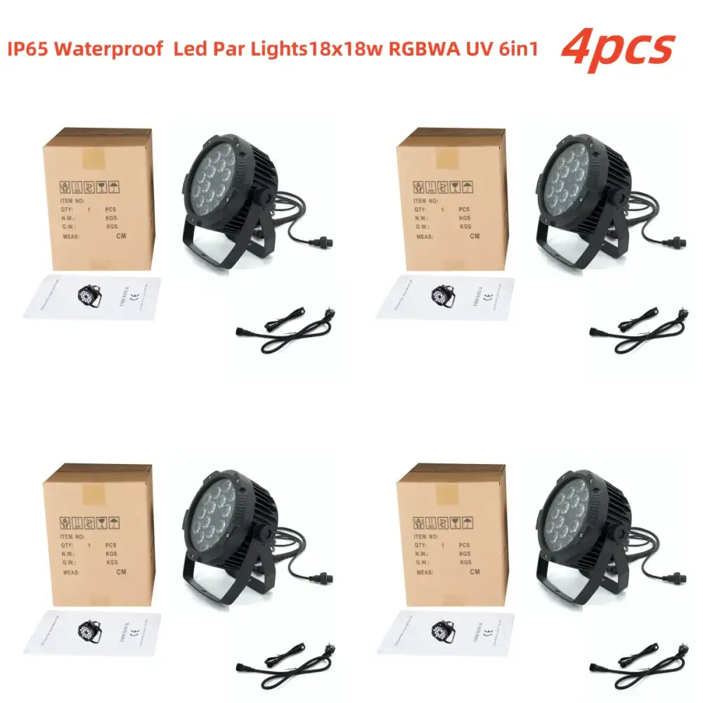 Modern black 18x18w rgbwa uv 6in1 led par lights with ip65 waterproof rugged circular housing for party decor