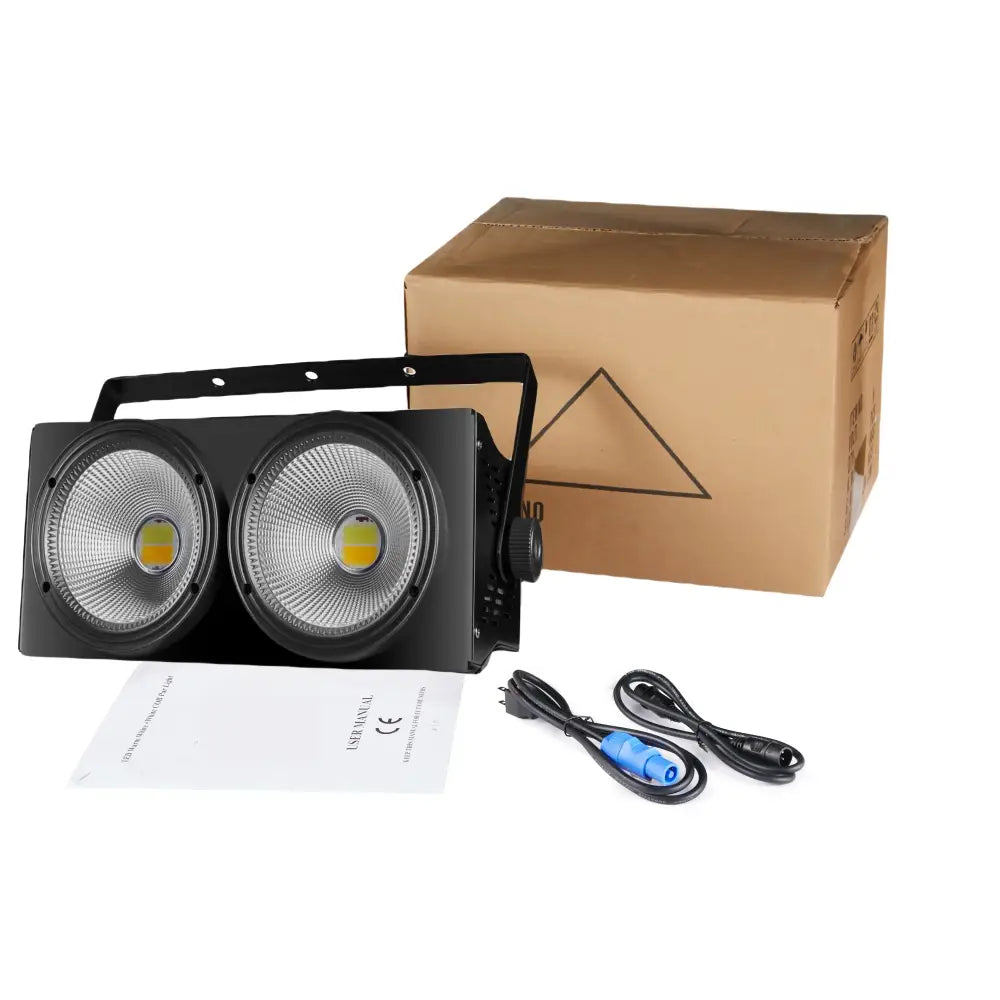 Modern black 2eyes cob led audience light with dual circular cob led lamps and mounting bracket for living room disco strobe