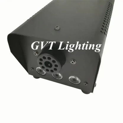 Black rectangular gvt lighting 500w rgb led smoke machine with perforated ventilation and circular led lights for parties