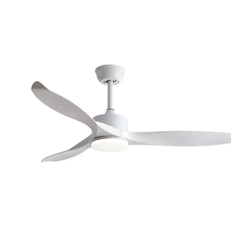 Modern black 52 inch pure copper ceiling fan with white sleek blades and integrated led lighting for living room remote control