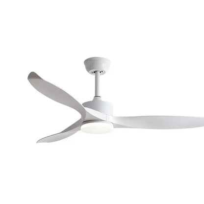 Modern black 52 inch pure copper ceiling fan with white sleek blades and integrated led lighting for living room remote control
