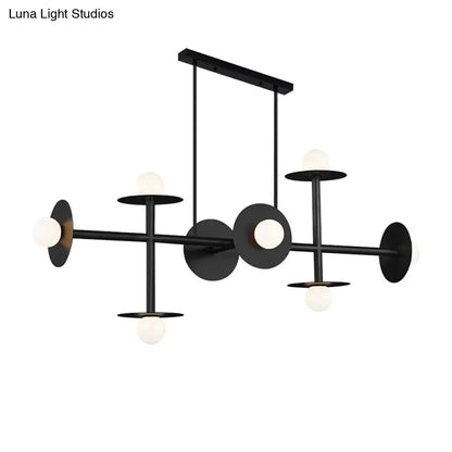 Decorbites modern 8-head black ceiling light fixture with spherical frosted glass bulbs for kitchen use