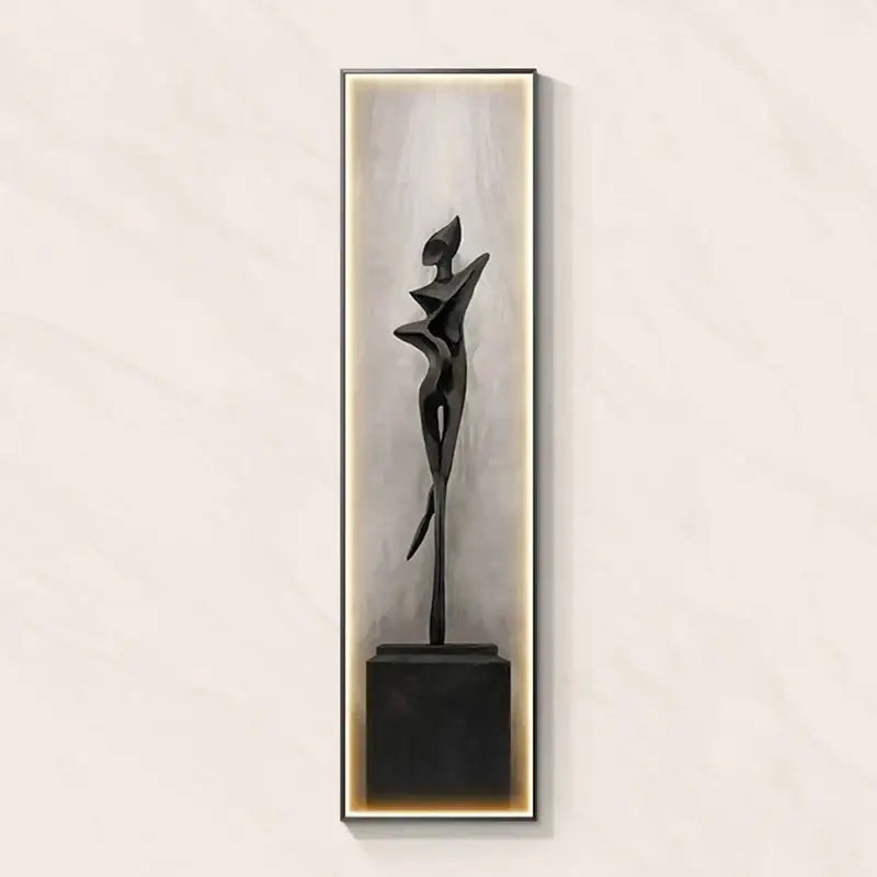Modern black abstract art led wall lamp featuring a stylized human sculpture for living room decorbites abstract art decor
