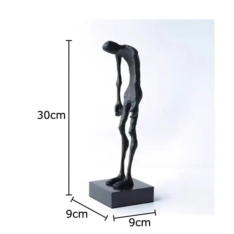 Modern black abstract lovers sculpture desk ornament featuring a sleek figurine on a square base for bedroom decor