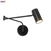 Modern black acrylic iron led wall lamp with matte finish adjustable arm for bedroom reading decorbites acrylic iron wall lamp