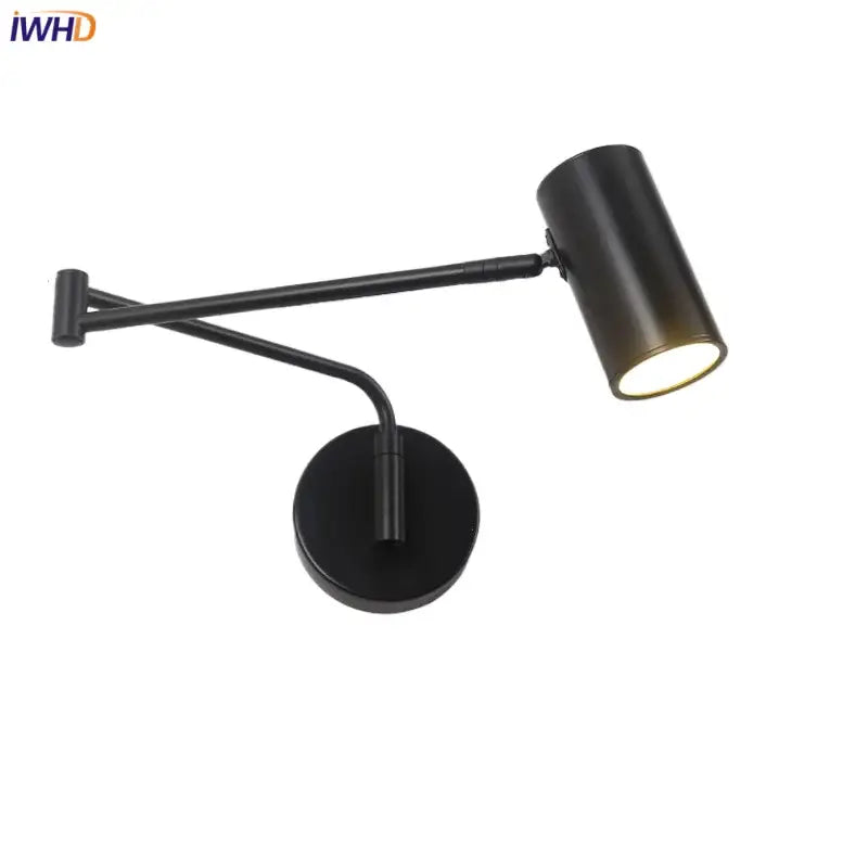 Modern black acrylic iron led wall lamp with matte finish adjustable arm for bedroom reading decorbites acrylic iron wall lamp