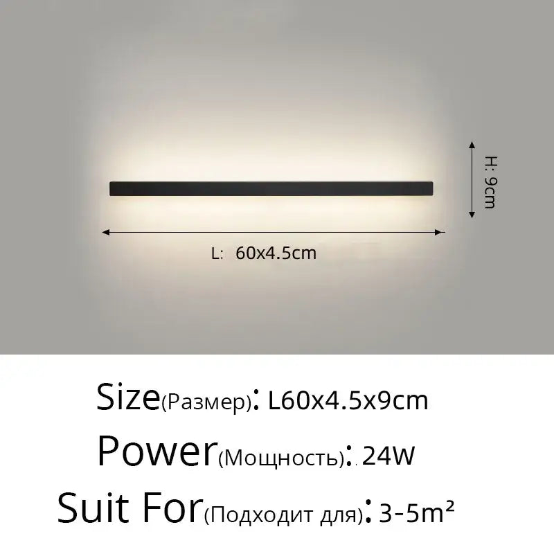 Modern black acrylic led wall lamp with sleek minimalist design for bedroom shelf hooks by decorbites wall lamps
