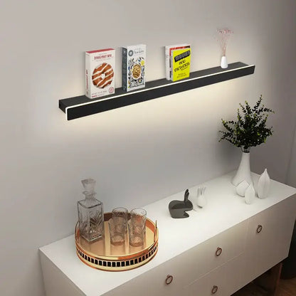 Modern black acrylic led wall lamps bedroom shelf with hooks featuring integrated led lighting by decorbites acrylic led