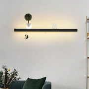 Modern black acrylic led wall lamps shelf with integrated lighting and hooks for bedroom decorbites acrylic led wall use