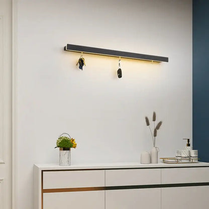 Modern black decorbites acrylic led wall lamp with warm light and key hooks for bedroom shelf decorbites acrylic led wall