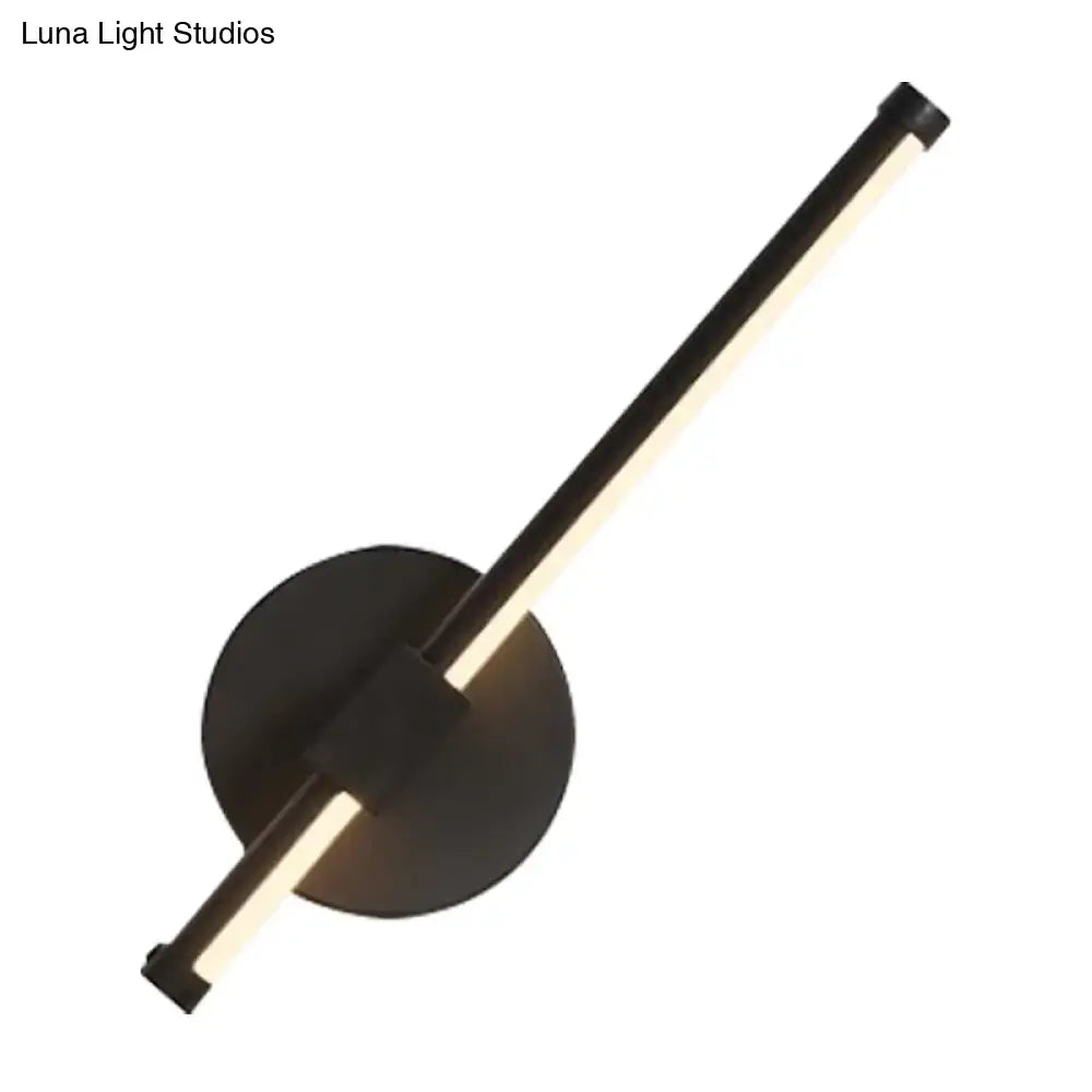Modern black acrylic tube led wall sconce with metal backplate emits warm light 110v-120v for bedroom lighting
