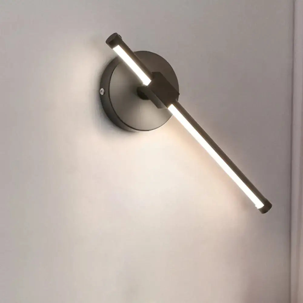 Modern black acrylic tube led wall sconce with metal backplate and illuminated led strip for 110v-120v bedroom lighting