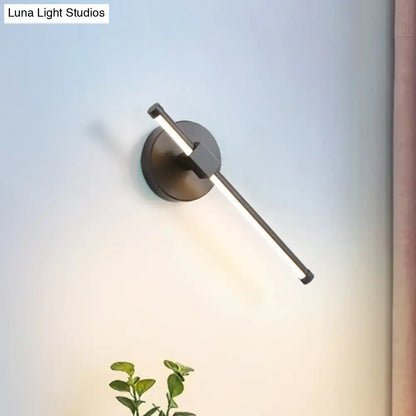 Modern black acrylic tube led wall sconce with metal backplate and sleek angular design for 110v-120v bedroom lighting
