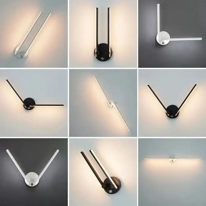 Modern black adjustable double arm wall light with sleek white led bars for living room decorbites wall light decor