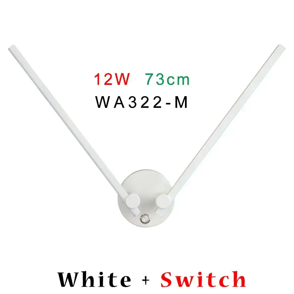Modern black decorbites adjustable double arm wall light with white v-shaped lamp and integrated switch for living room decor