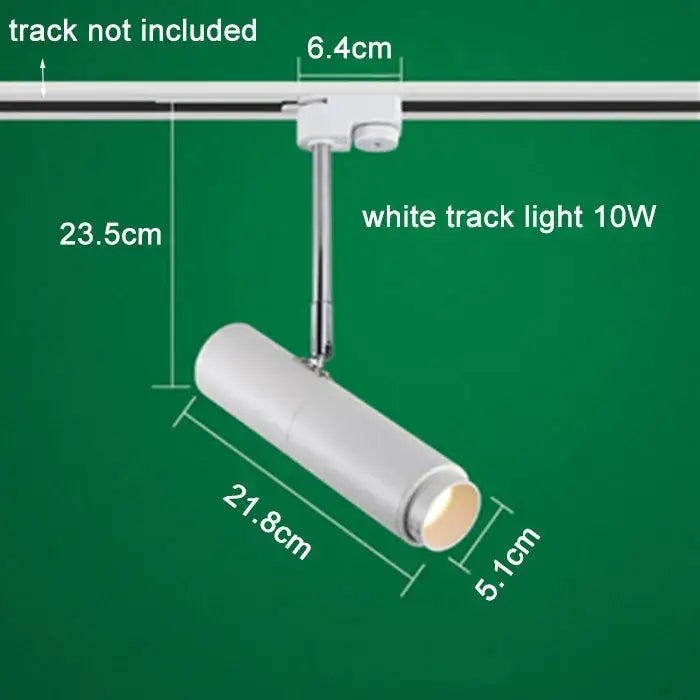Modern black adjustable focus track lights with white cylindrical 10w bulb and chrome-finished mounting arm by decorbites adjustable focus