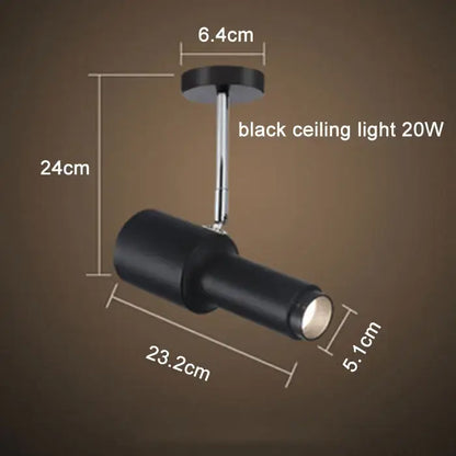 Modern black cylindrical adjustable focus track lights with chrome stem and 20w bulb for commercial gallery lighting decorbites adjustable focus