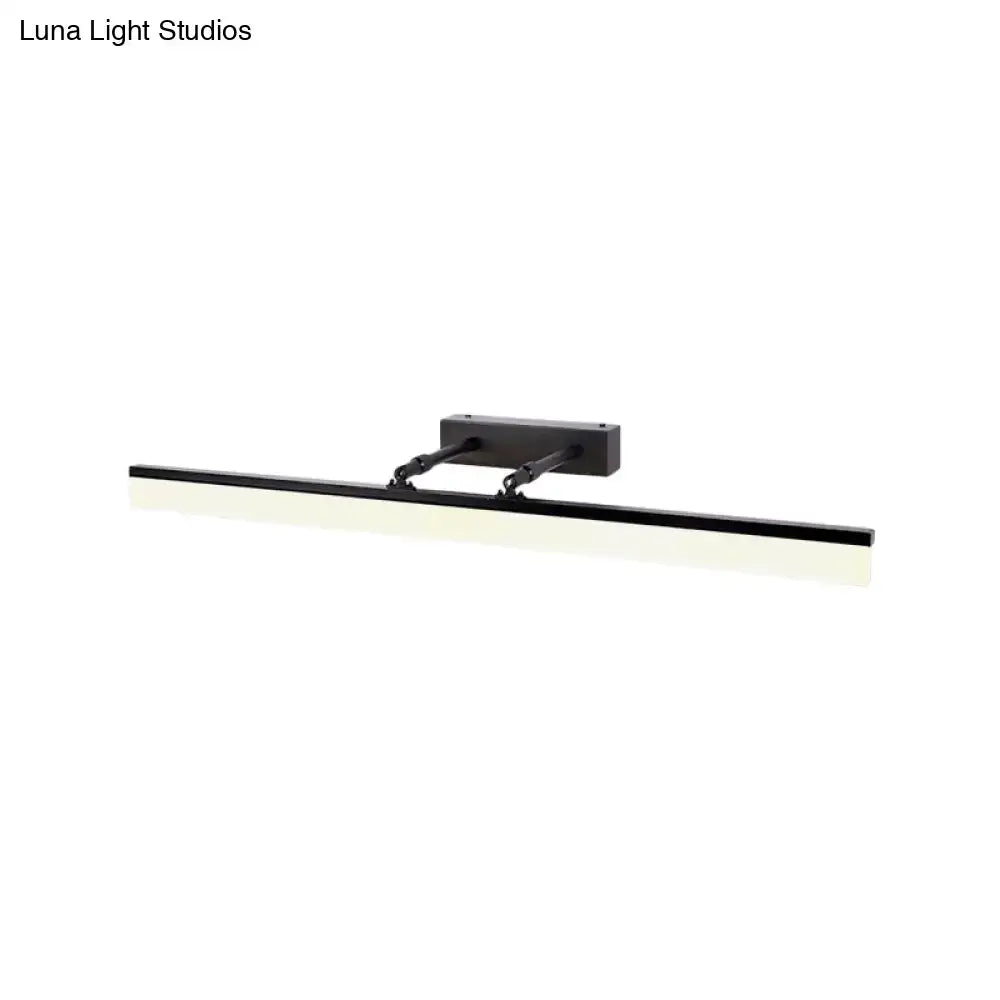 Modern black adjustable led wall light with sleek rectangular design and maximum bulb wattage for bathroom vanity use