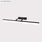Modern black adjustable led wall light with sleek rectangular design and adjustable arms for bathroom vanity use with maximum bulb wattage support