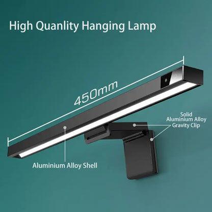 Modern black aluminium monitor light bar 450mm length sleek hanging lamp for office eye care lighting