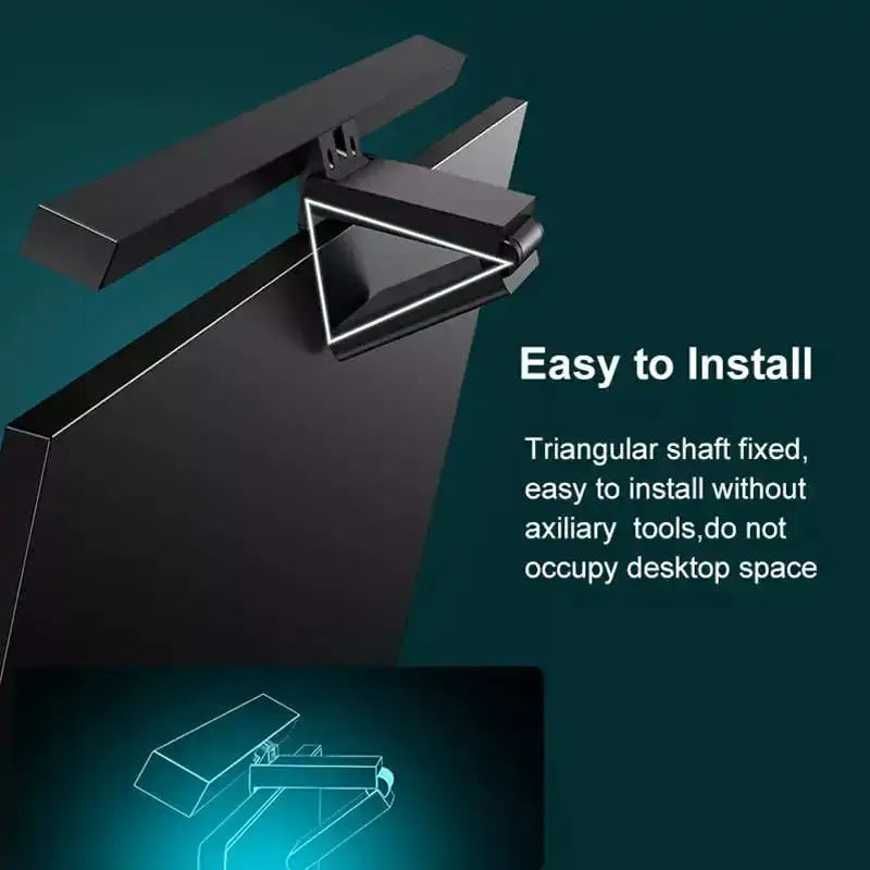 Black triangular aluminium shaft mount for modern monitor light bar with sleek design for easy installation