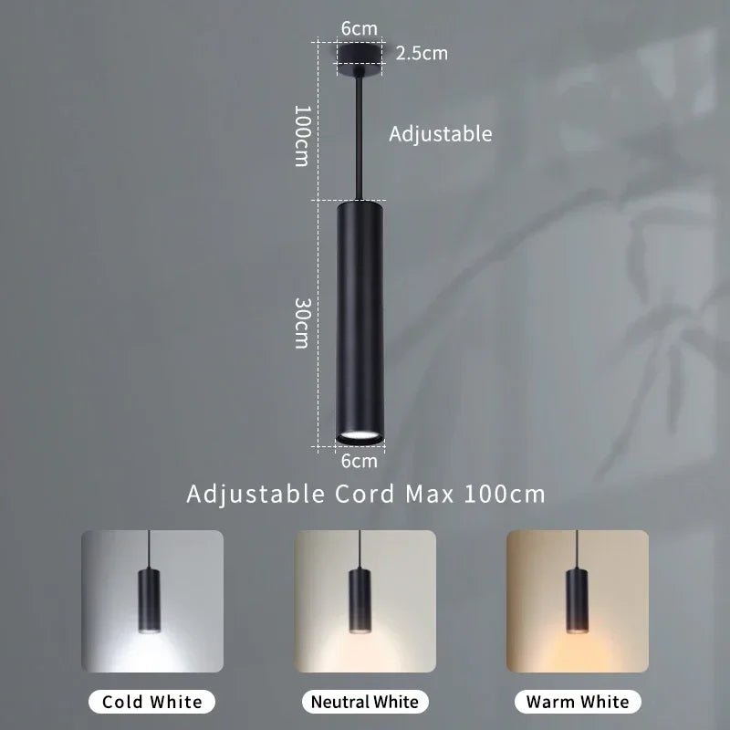 Modern Black Aluminum Cylindrical Pendant Light - Decorbites