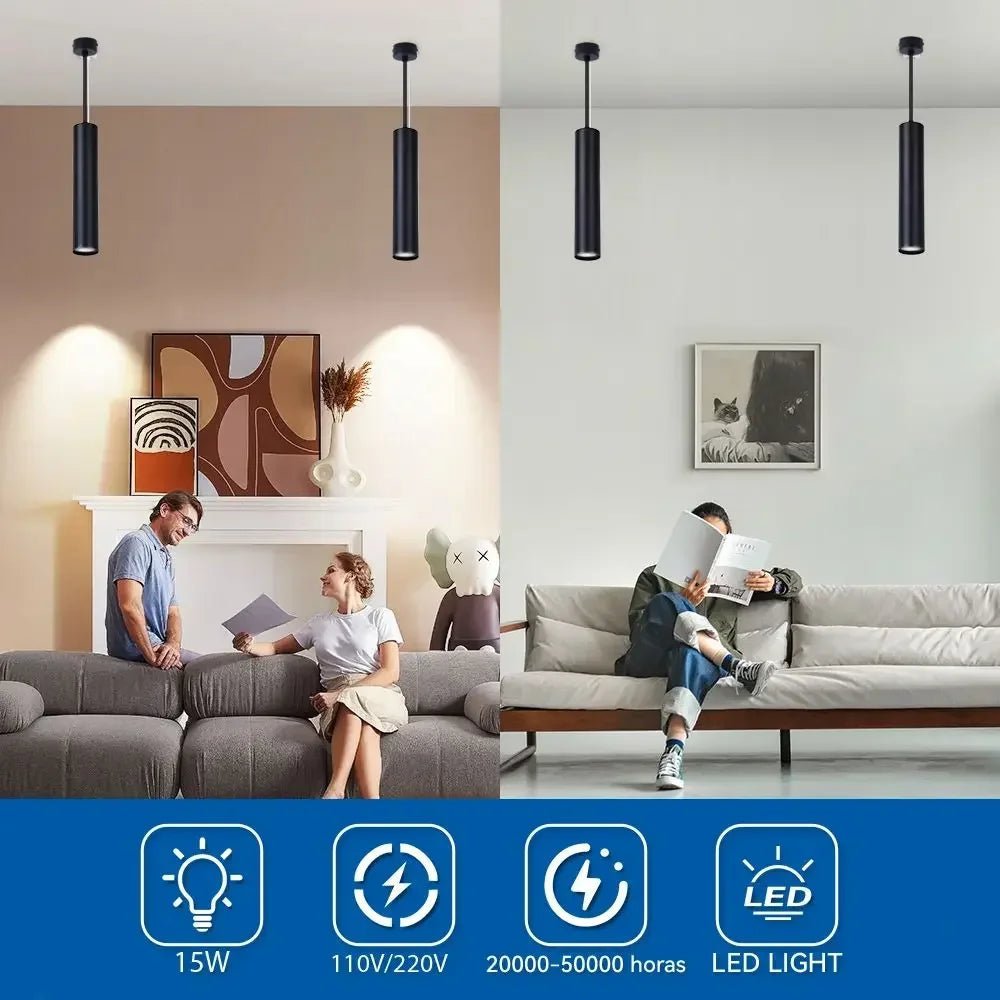 Modern Black Aluminum Cylindrical Pendant Light - Decorbites