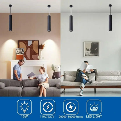 Modern Black Aluminum Cylindrical Pendant Light - Decorbites