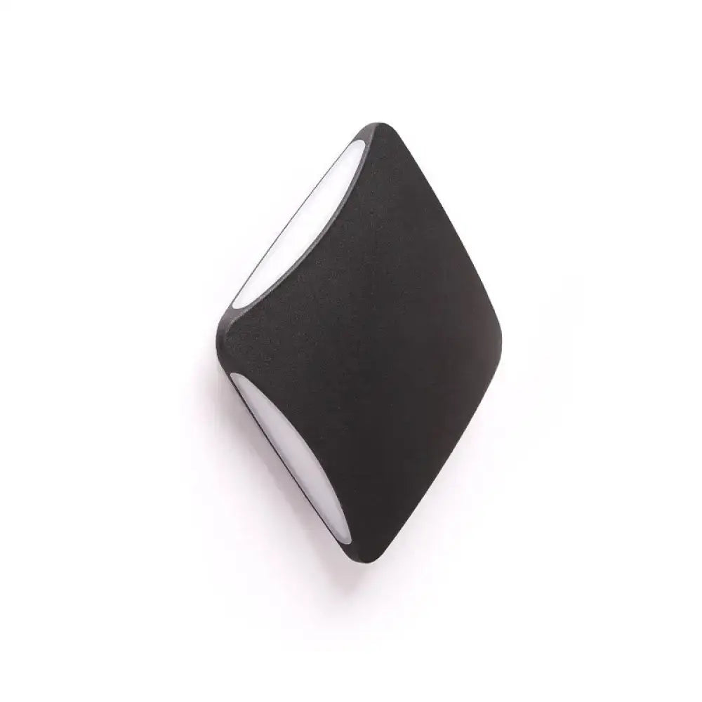 Modern black aluminum diamond light fixture with sleek curved design and adjustable color temperature for porch wall use