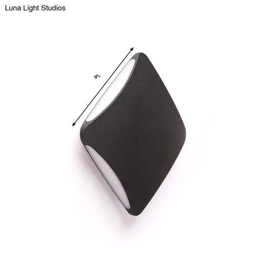 Modern black aluminum diamond light fixture porch wall sconce with matte finish and white inner surface lighting color temperature