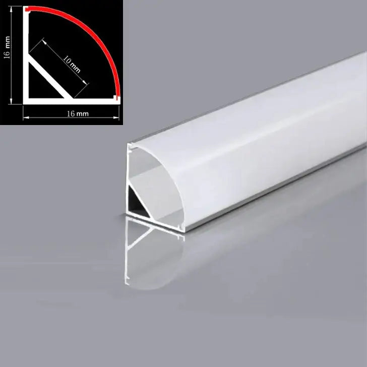 White 16mm aluminum led light profile with curved corner for modern black aluminum kitchen under cabinet decorbites black aluminum