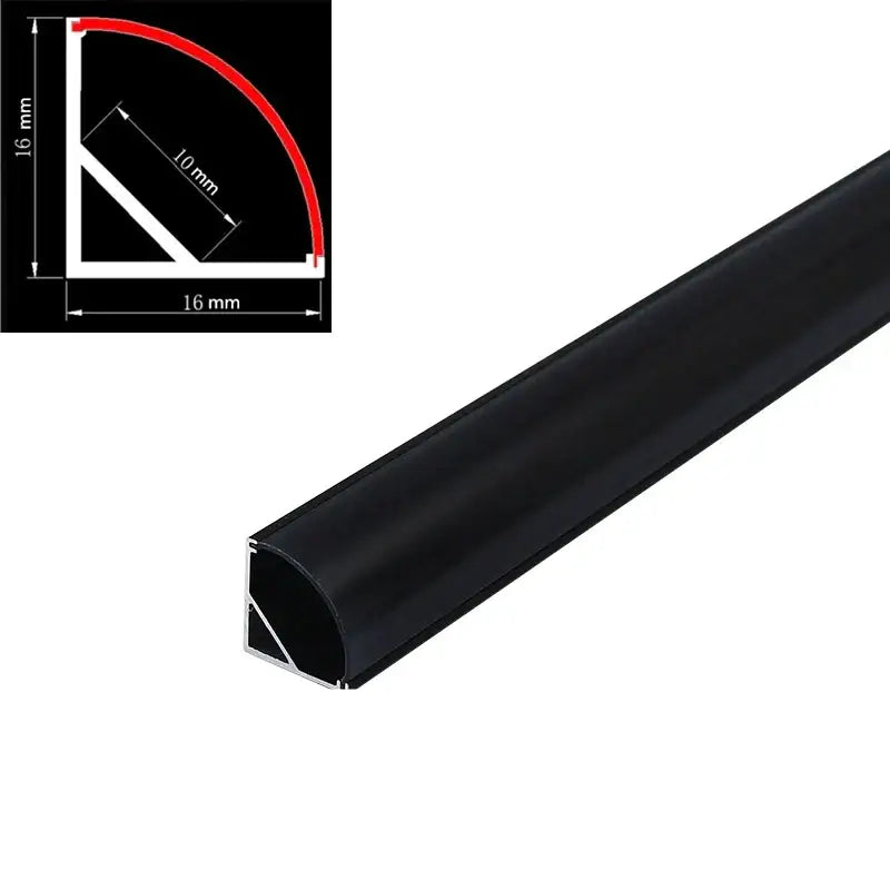 Modern black aluminum v-type led profile kitchen under cabinet light featuring decorbites black aluminum corner profile