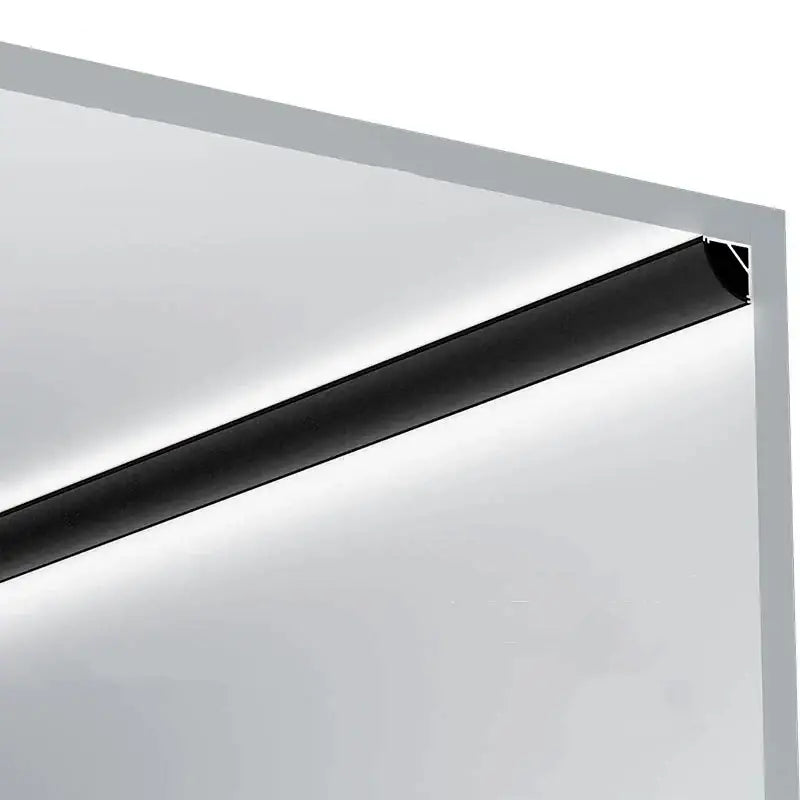 Modern black aluminum v-type led profile kitchen under cabinet light with decorbites black aluminum strip on mirror frame