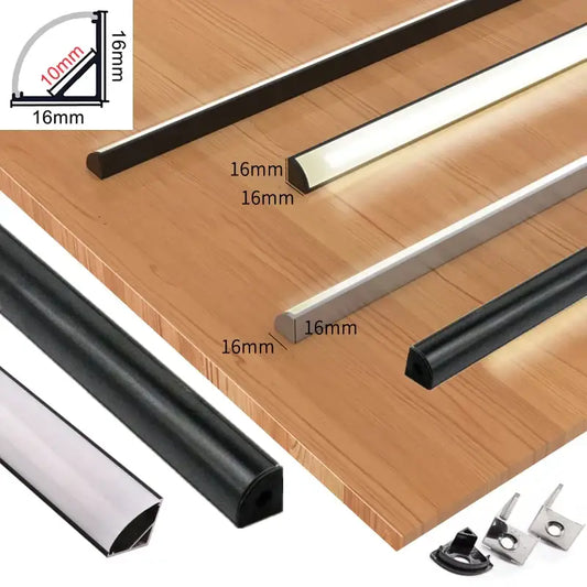 Modern black aluminum v-type led profile kitchen under cabinet light with sleek black aluminum and silver 16mm led strip lights