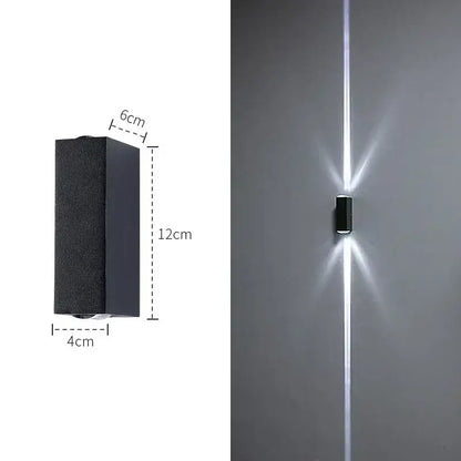 Modern black aluminum waterproof porch spot wall lamp with textured surface and sleek design for living room use