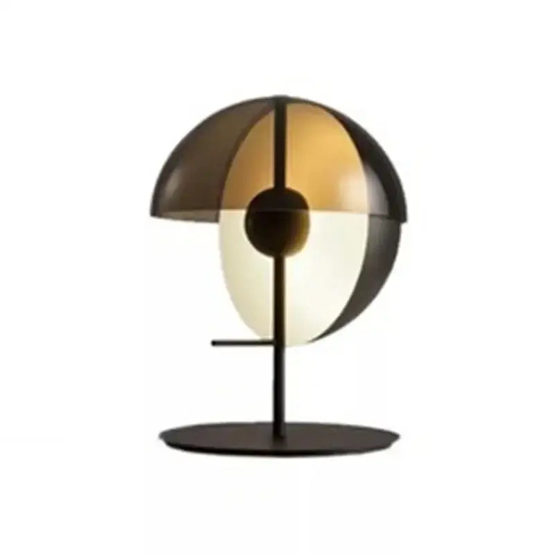 Modern black and amber decorbites glass table lamp with spherical design for bedroom lighting and decorbites glass table use