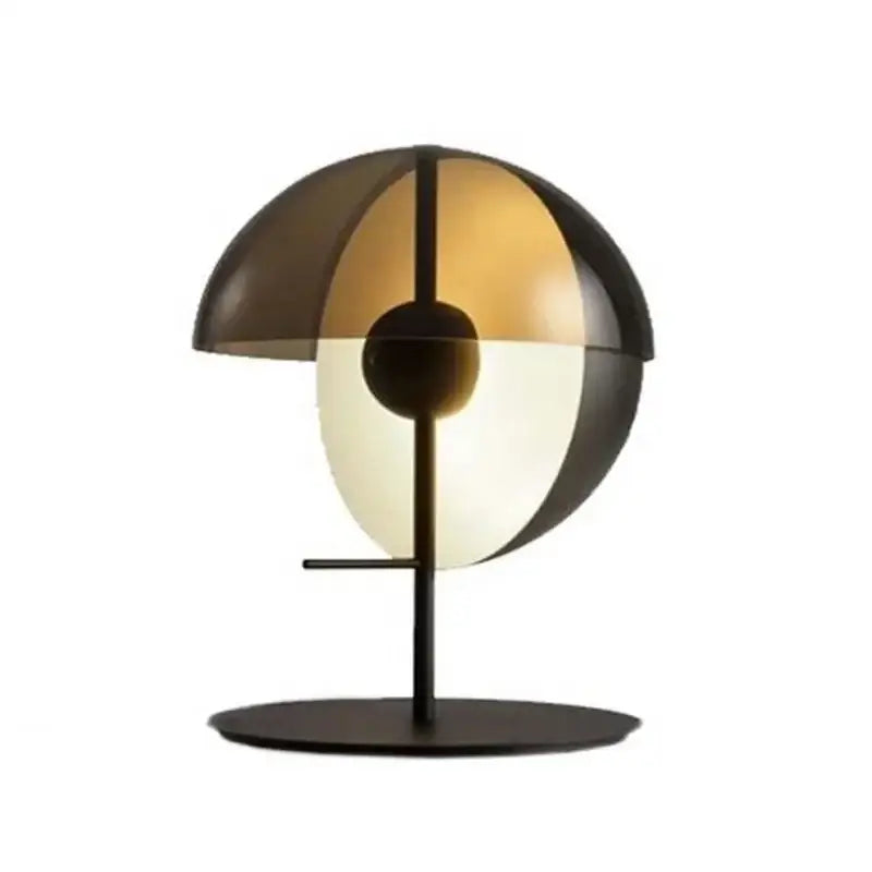 Modern black and amber glass table lamp by decorbites with split dome design for elegant bedroom lighting decorbites glass table