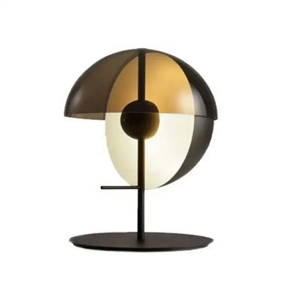 Modern black and amber glass table lamp by decorbites with split dome design for elegant bedroom lighting decorbites glass table